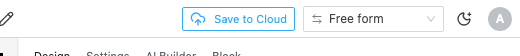 The Studio topbar with a Save to Cloud button beside the device selector and the account avatar.